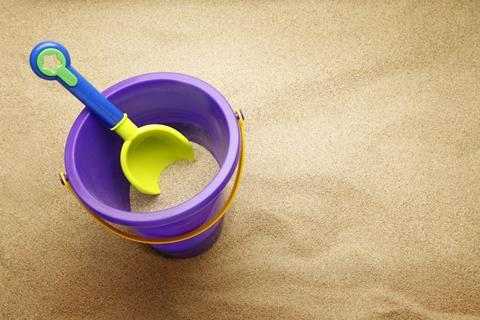 Bucket and spade in a sandbox