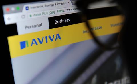 The Aviva webpage shown in a browser