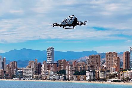 EHang flying taxi over Benidorm