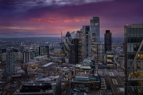 City of London skyline at dusk