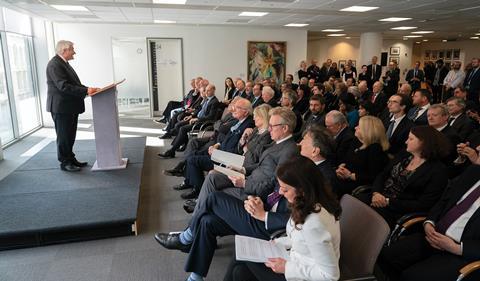 The lord chief justice addresses guests at an event to celebrate the Commercial Court’s 125th anniversary