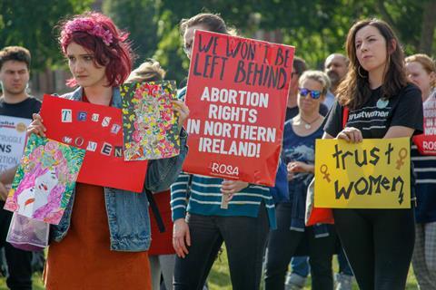 Abortion in Northern Ireland Protesters. Pro-choice groups and supporters protested in London, UK, on 5 June 2018