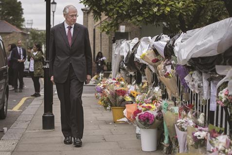 Moore-Bick visits the site of the Grenfell Tower disaster