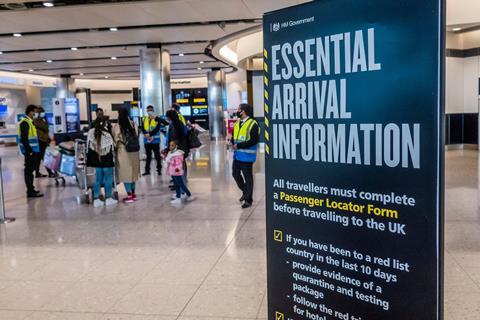'Essential Arrival Information' board at Heathrow Airport