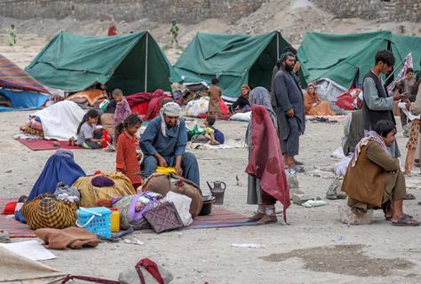 Internally displaced families from northern provinces, who fled from their homes due to the fighting between Taliban and Afghan security forces, take shelter in a public park in Kabul, Afghanistan