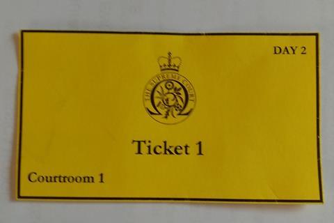 Ticket 1 for Court Room 1