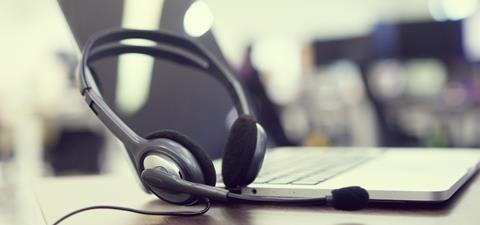 Call centre headset and laptop