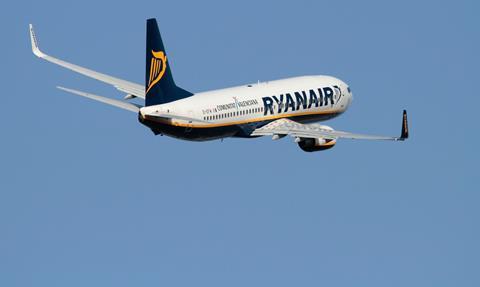A Ryanair plane mid flight