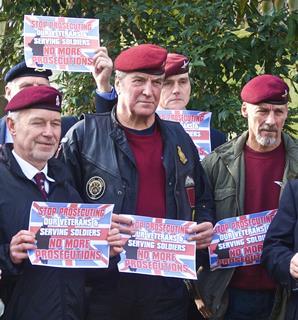 Veterans of the Parachute Regiment protest against Bloody Sunday prosecutions. 
