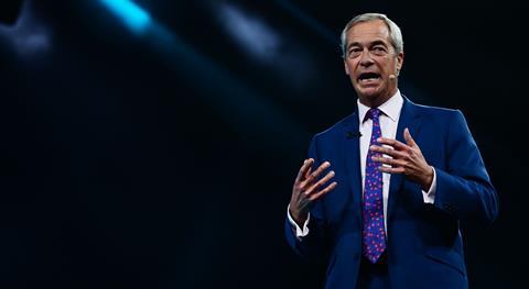 Nigel Farage speaks at the Reform UK Party Conference in Birmingham, September 2025
