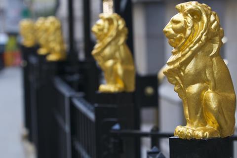 Railing decorations outside Law Society HQ Chancery Lane