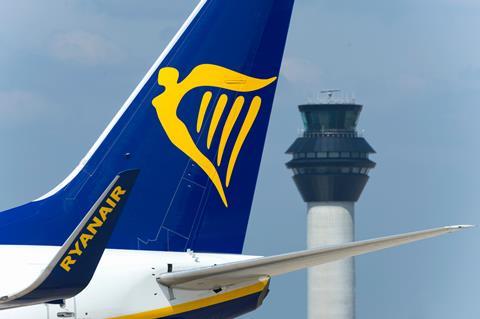 Ryanair Boeing 737-800 tailfin, Manchester Airport