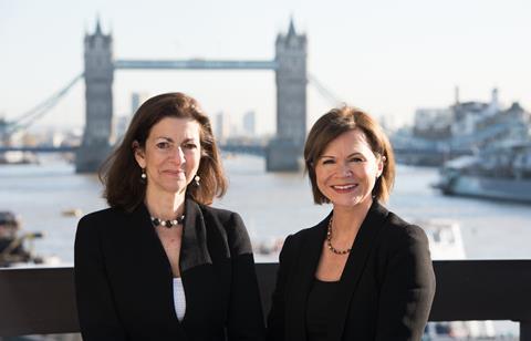 Therese Pritchard (L) and Lisa Mayhew, co-chairs of Bryan Cave Leighton Paisner