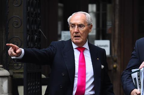 Sir Frederick Barclay leaves the High Court in London