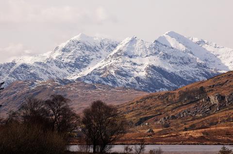Mount Snowdon range from Capel Curig, Wales