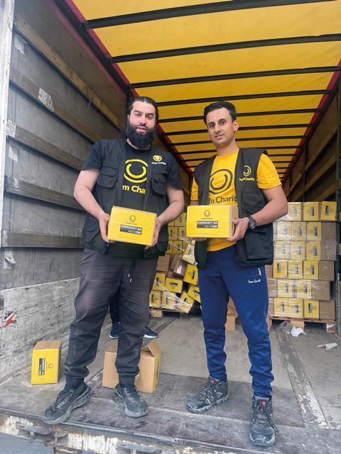Sheroze Nadeem (right) helping out after earthquakes hit Turkey and Syria