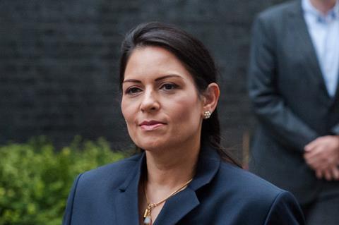 Secretary of State for the Home Department Priti Patel arrives in Downing Street