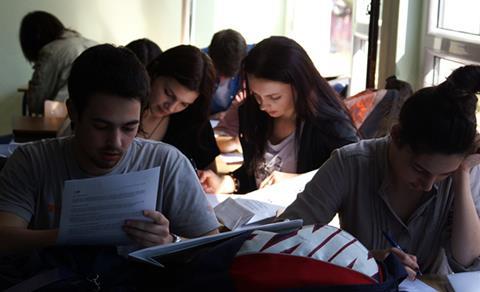 High school students in Vitez (Bosnia and Herzegovina) attend outreach presentation