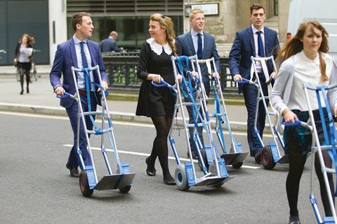 Law clerks with trolleys