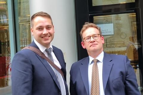 Tom Martin (R) with his solicitor Benjamin Mordey of DWF