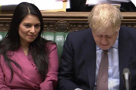 Priti Patel and Boris Johnson