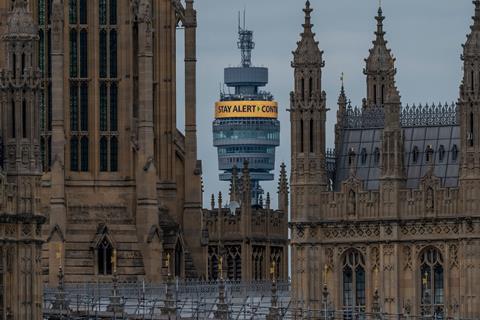 BT Tower displays coronavirus 'Stay Alert' message