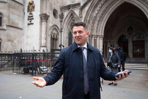 Tommy Robinson outside the Royal Courts of Justice