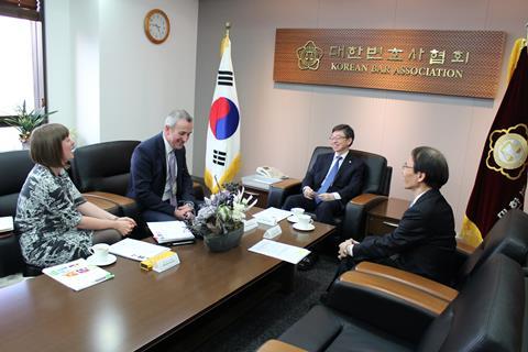 Law Society president Robert Bourns visits the Korea Bar Association, Seoul, April 2017. 