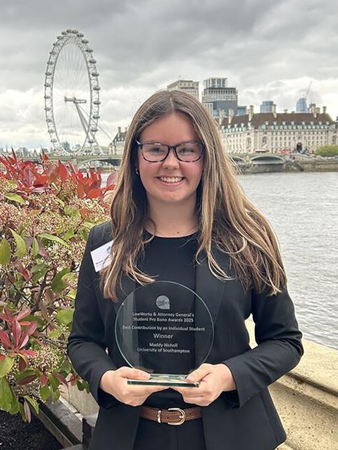 Maddy Nicholl, Attorney General Pro Bono Award