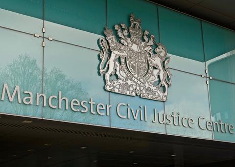 Manchester Civil Justice Centre sign