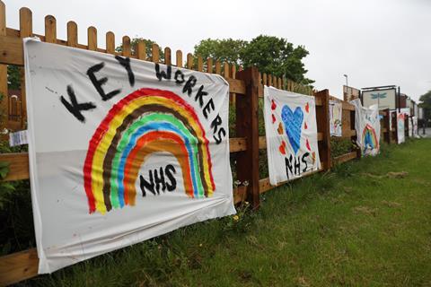 Homemade banners in support of the NHS and key workers