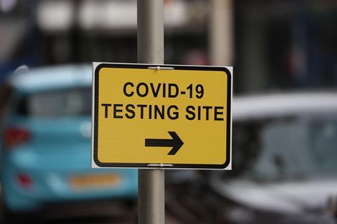 Covid testing site sign
