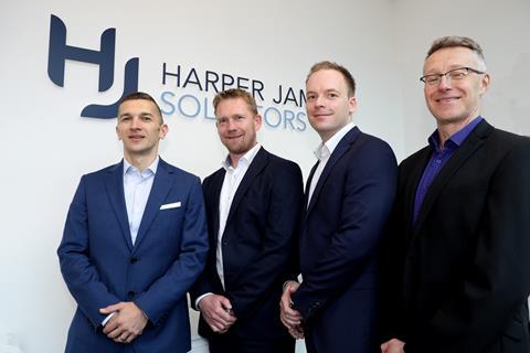 Left to right: corporate partner Adam Kudryl, employment partner Simon Gilmour, chief executive Toby Harper and commercial director Fran Davie