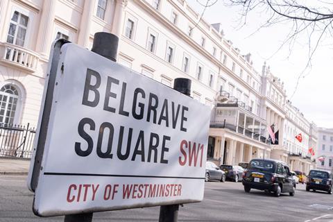 Belgrave Square road sign, London