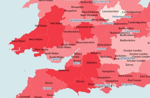 Legal aid map worst