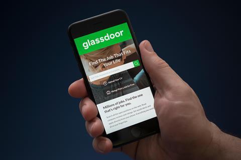 The Glassdoor website displayed on a phone