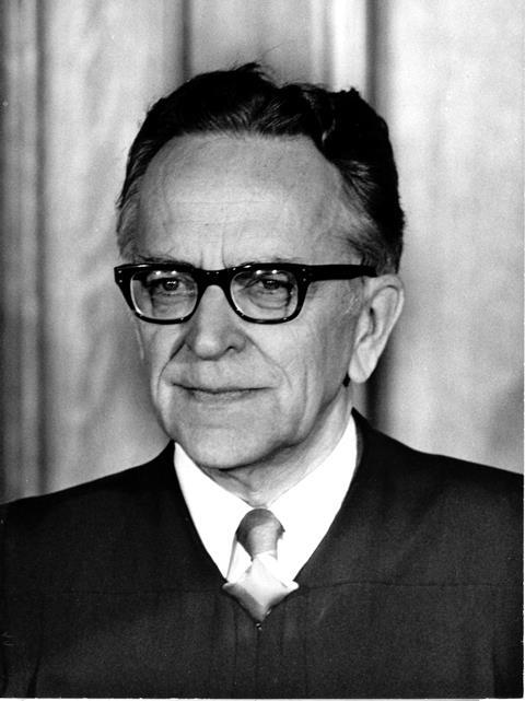 Associate Justice of the United States Supreme Court Harry A. Blackmun photographed at the Supreme Court in Washington, D.C.,1972
