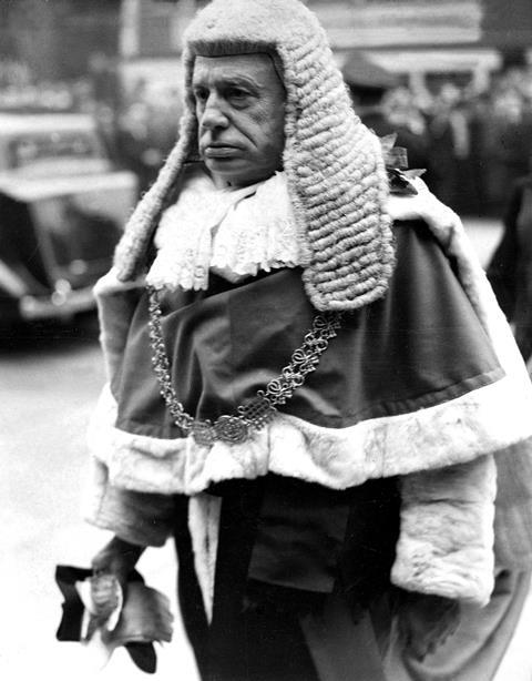 Lord Goddard, lord chief justice. Pictured 1946