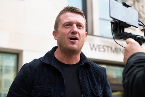 Tommy Robinson arrives at Westminster Magistrates Court