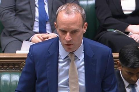 Dominic Raab speaks in the House of Commons