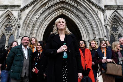 Carol Cadwalladr at the Royal Courts of Justice on the final day of Banks v Cadwalladr_