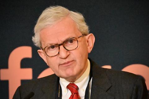 Sir Geoffrey Vos, master of the rolls, addresses the LawtechUK conference