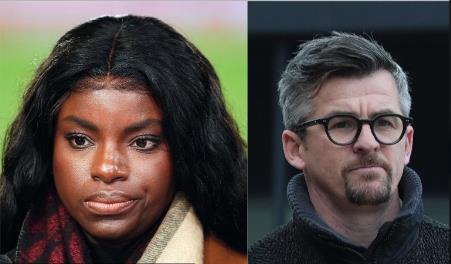 ITV football commentator Eni Aluko was awarded more than £300,000 in damages and legal costs after suing Joey Barton over his online posts