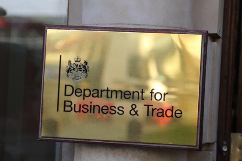 Department for Business & Trade office sign