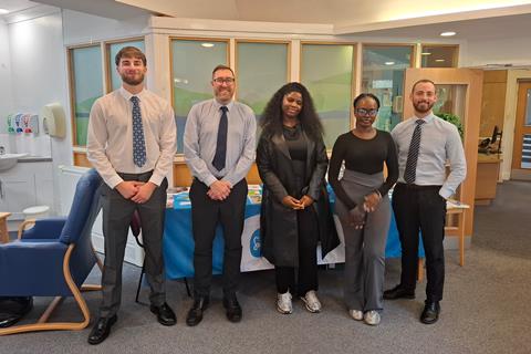 Law Clinic students with Connor King (Levis Solicitors) and Ian Cormack (Jordans Solicitors) giving Wills and Probate legal advice at the Sue Ryder Hospice in Headingley