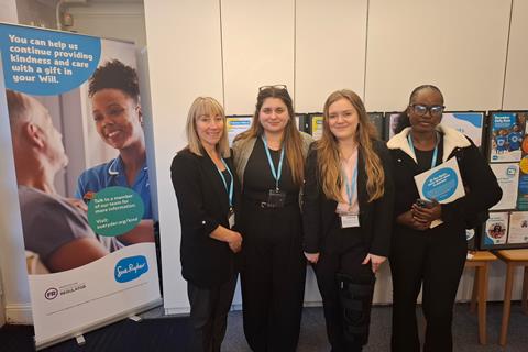 Law Clinic supervisor, Emma Henderson, with students giving family law advice at the Sue Ryder Hospice in Headingley