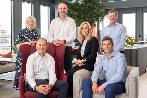 Left to Right: Partner Mark Loosemore and Partner and Head of the Business Division Ioan Prydderch (front) HR Director Diane Brooks and Partners Siôn Tudur, Maria Cosslett and Karl Thomas (back)
