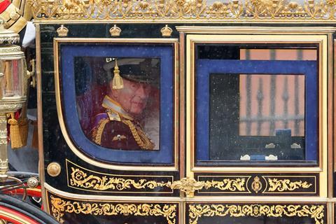 King Charles III and Queen Camilla depart Buckingham Palace en route to the Palace of Westminster for the State Opening of Parliament
