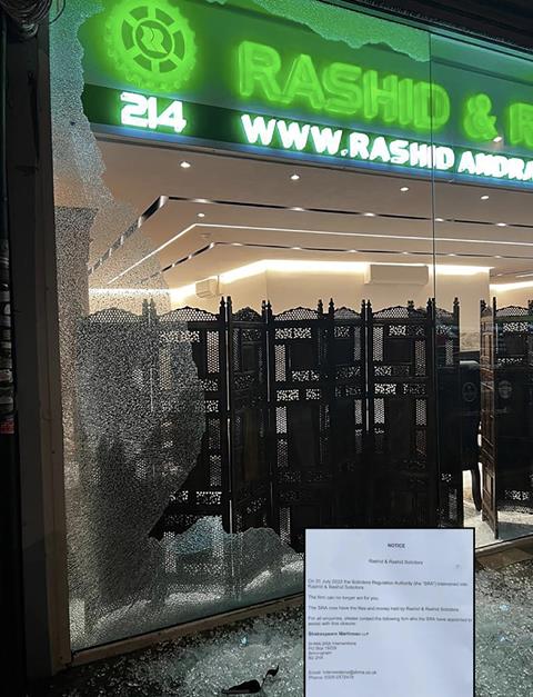 Firm smashed window and notice