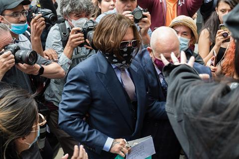 Johnny Depp arrives at the Royal Courts of Justice